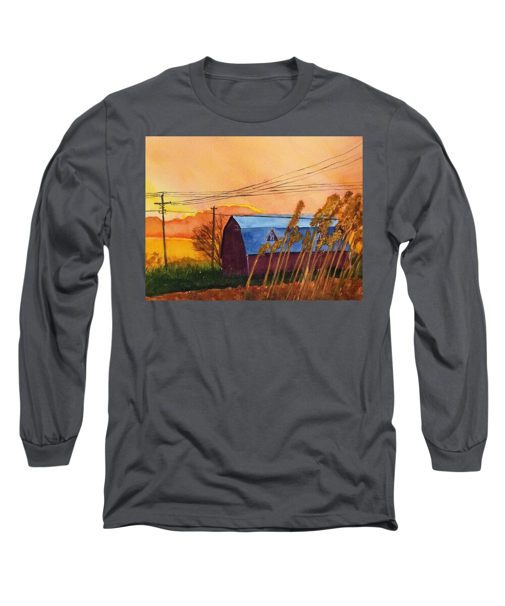 Barns Long Sleeve T-Shirt featuring the painting Linden by Ann Frederick