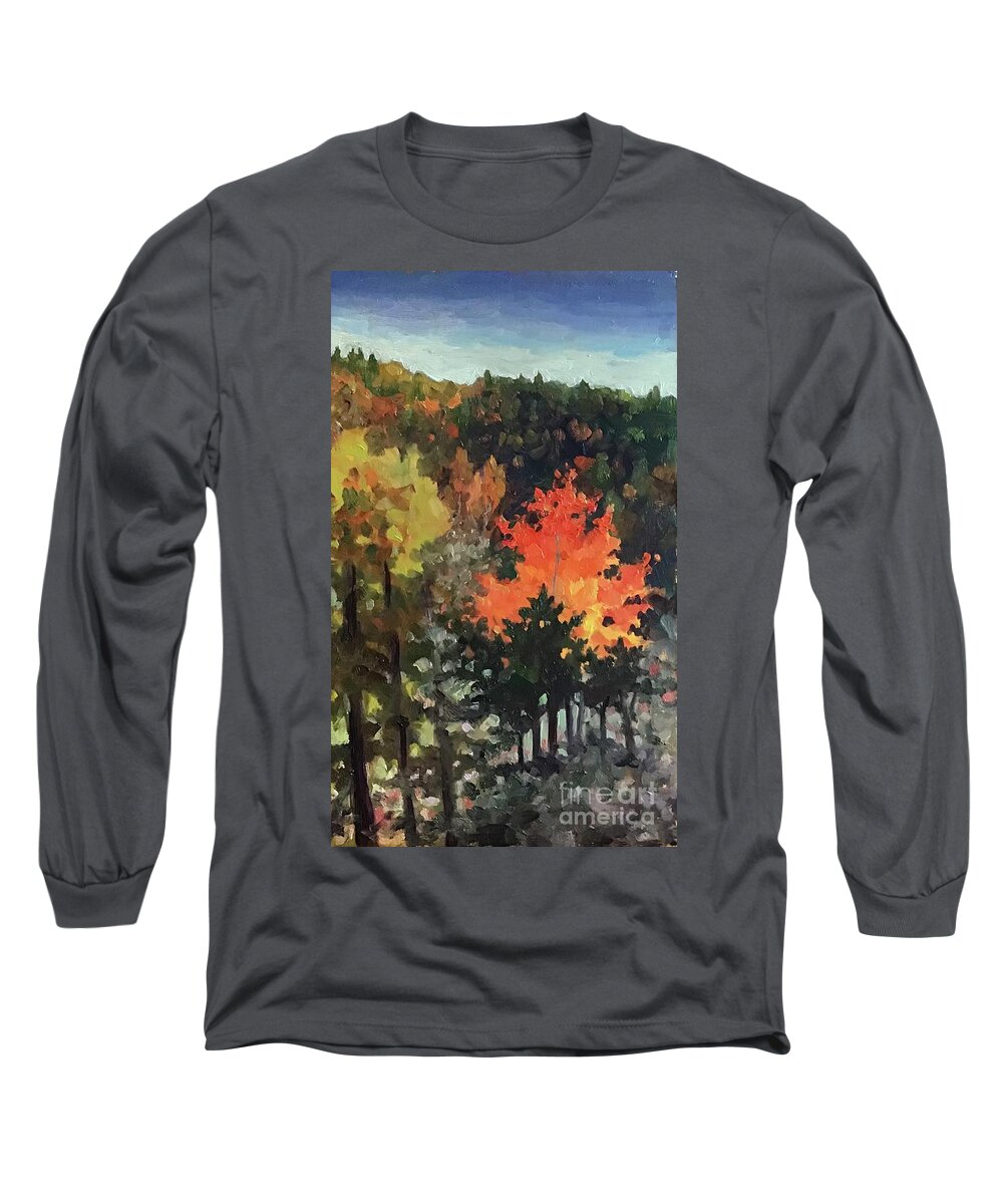 Fall Long Sleeve T-Shirt featuring the painting Linville Glow by Anne Marie Brown