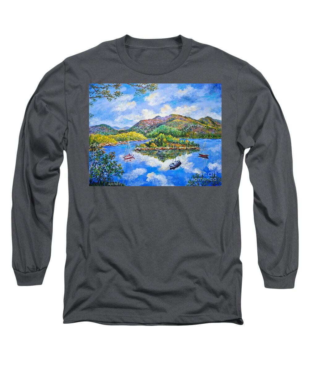 Scotland Long Sleeve T-Shirt featuring the painting Loch Leven Scotland by Lou Ann Bagnall