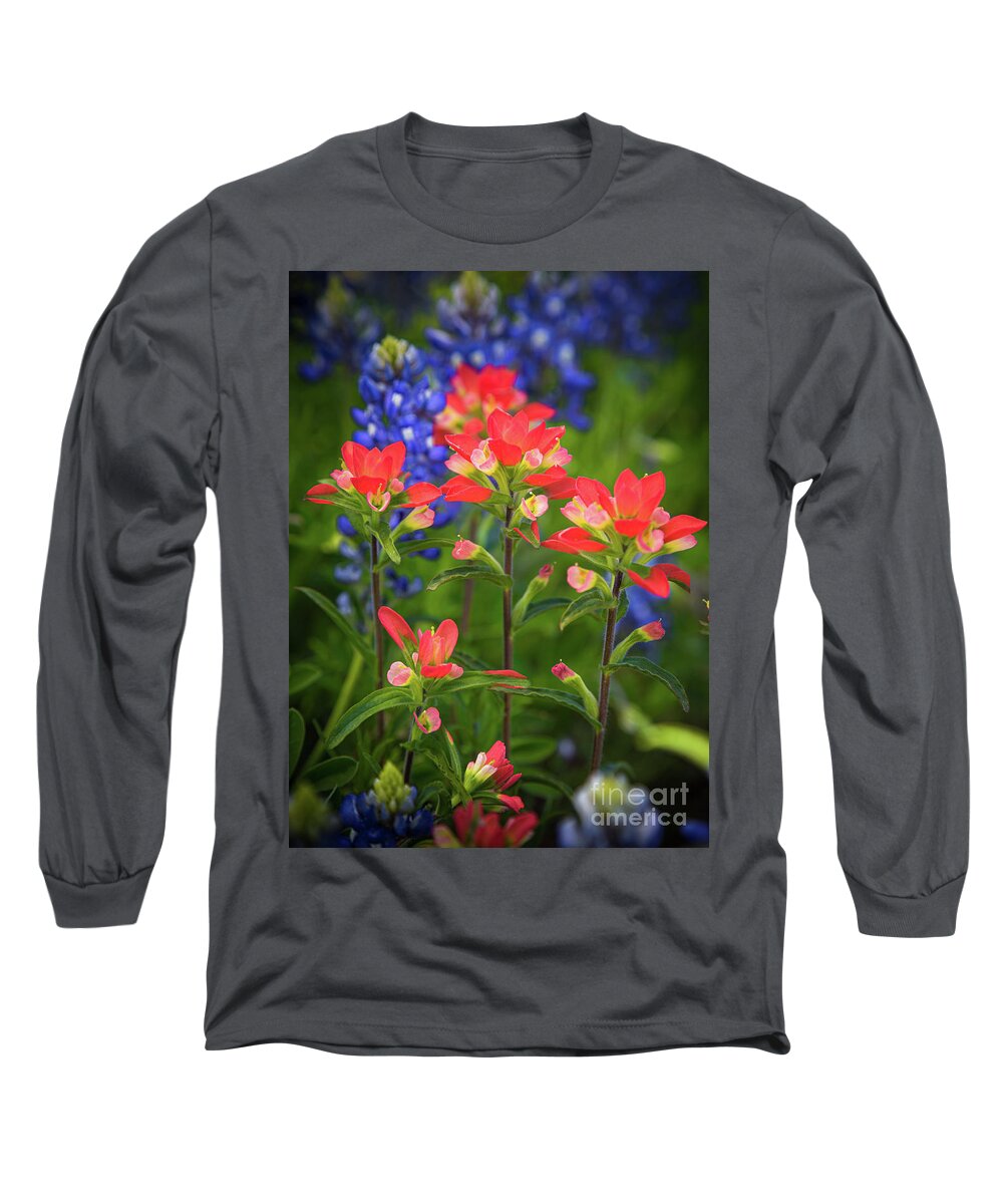 America Long Sleeve T-Shirt featuring the photograph Lone Star Blooms by Inge Johnsson