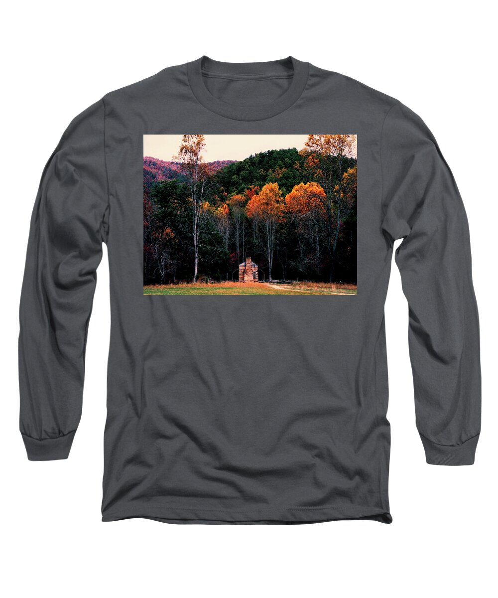 Tennessee Long Sleeve T-Shirt featuring the photograph Lonely Cabin 93 by Mike McBrayer