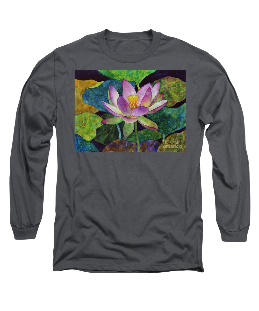 Watercolor Long Sleeve T-Shirt featuring the painting Lotus Bloom by Hailey E Herrera