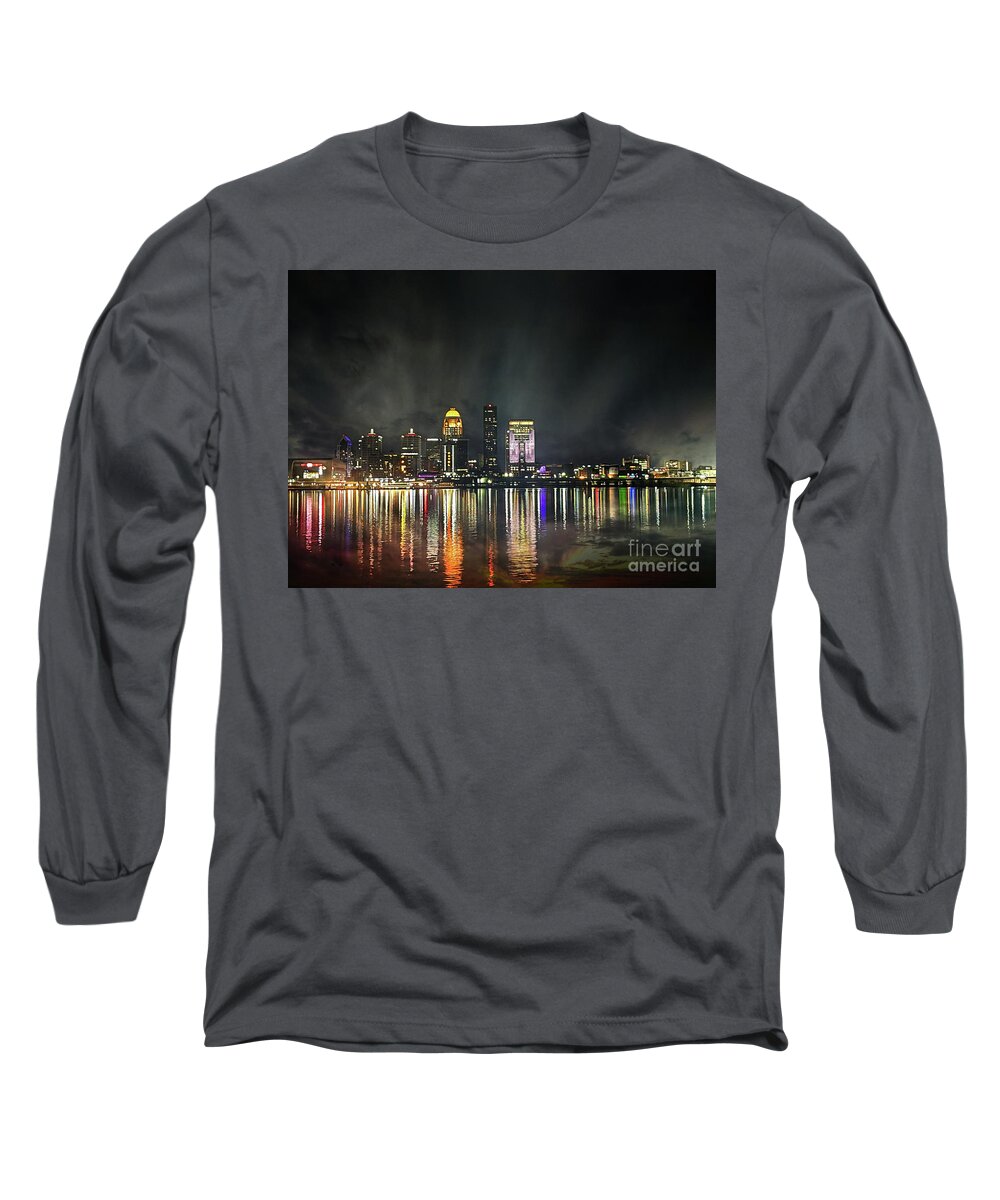 Louisville Long Sleeve T-Shirt featuring the photograph Louisville Kentucky Skyline by Jennifer Camp