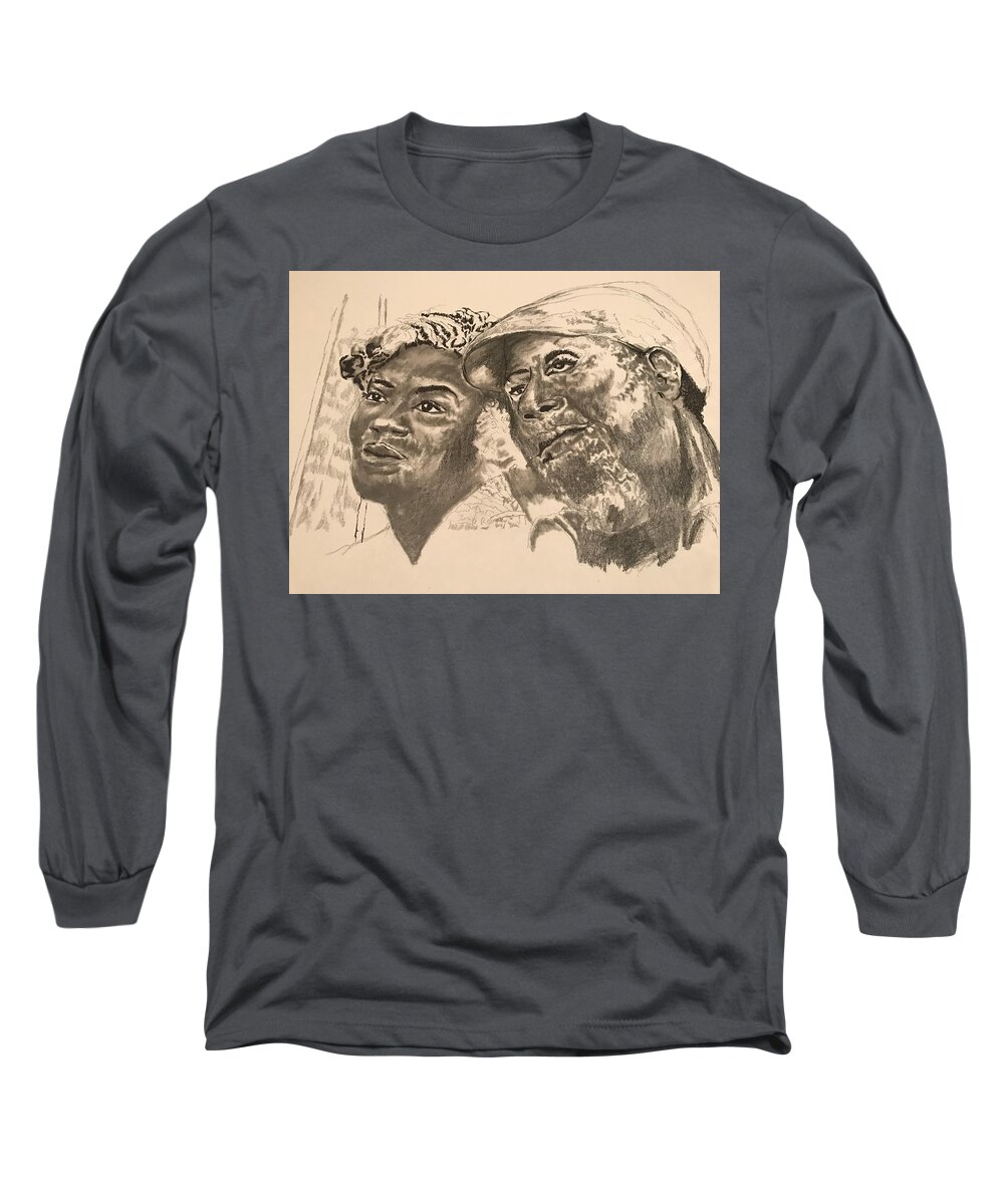  Long Sleeve T-Shirt featuring the drawing Love by Angie ONeal