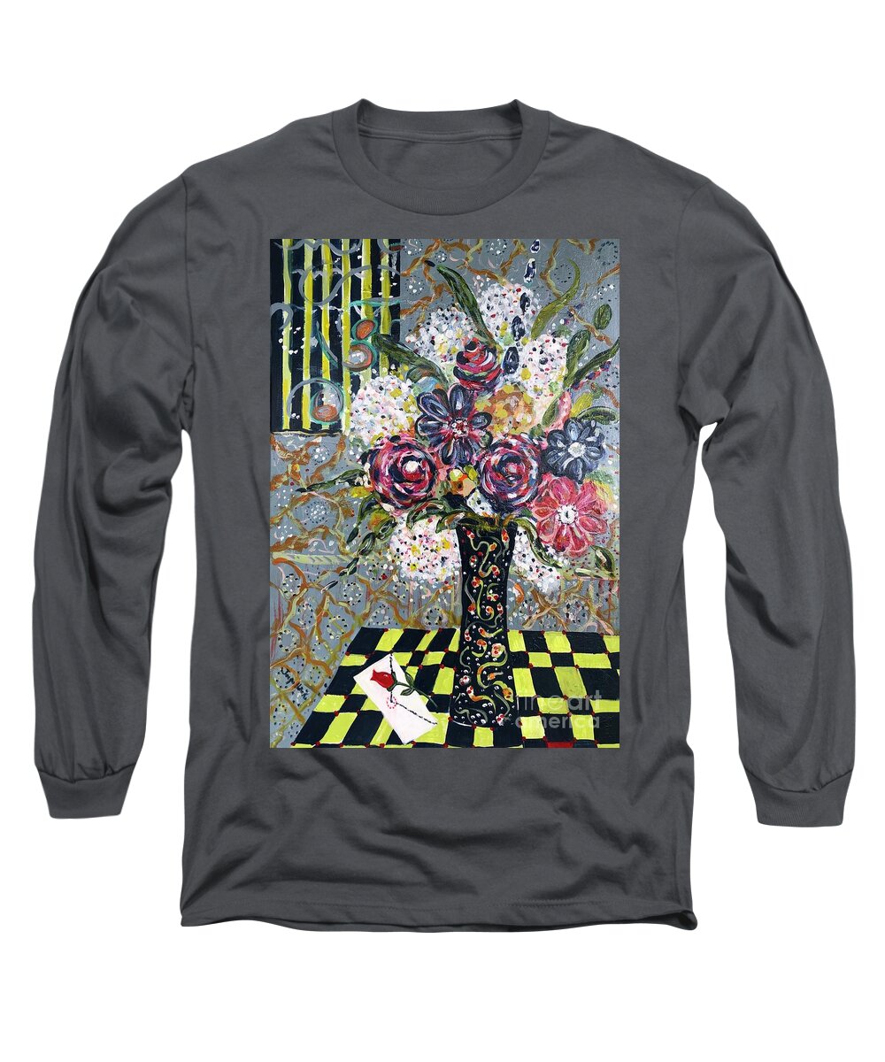 Floral Long Sleeve T-Shirt featuring the painting Love Letter by Jacqui Hawk