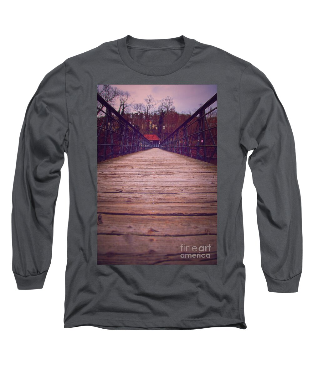 Bridge Long Sleeve T-Shirt featuring the photograph Low angle view of the Two Penny bridge in Melsungen by Mendelex Photography