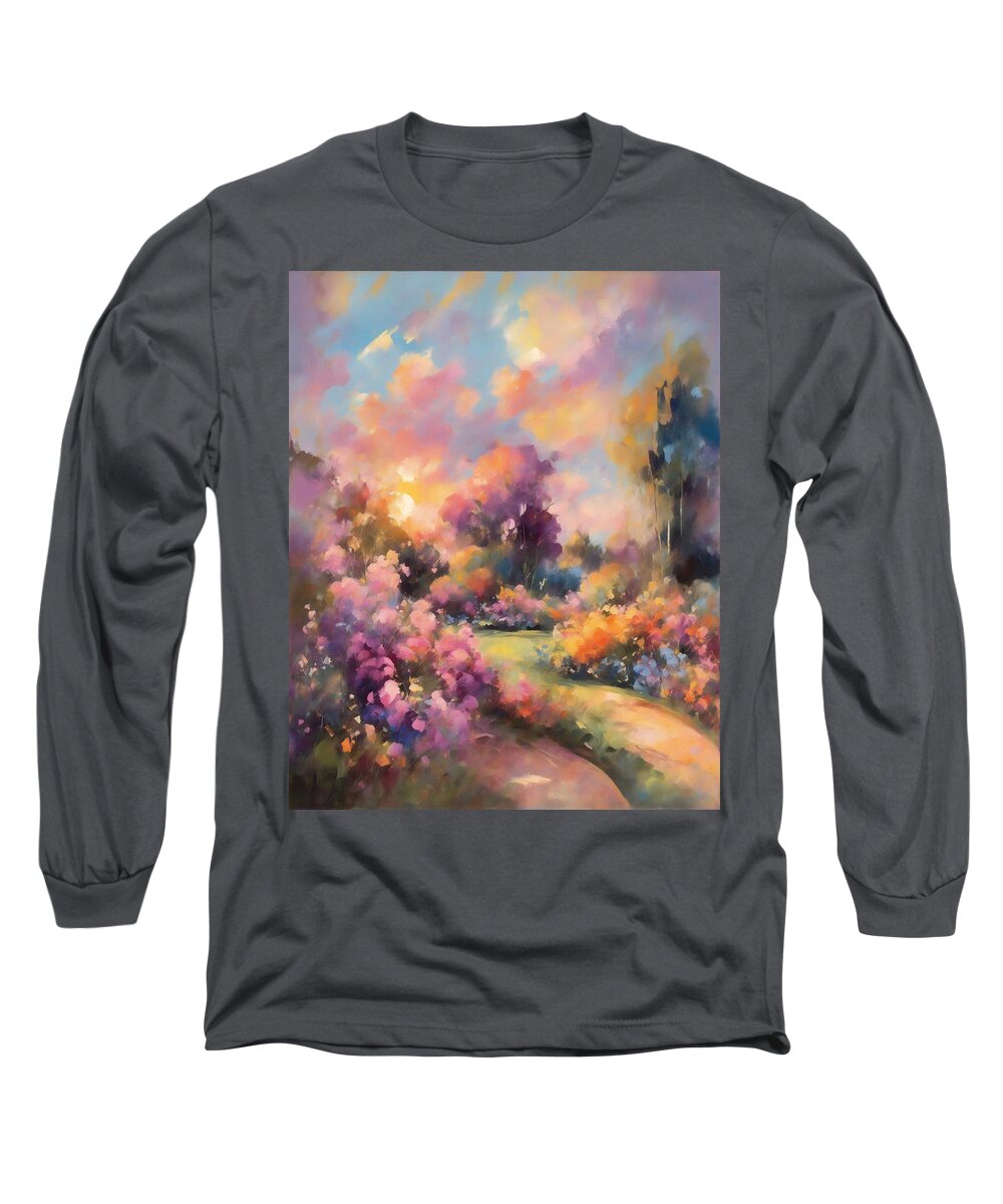 Mark Greenberg Long Sleeve T-Shirt featuring the digital art Flower Garden #4 by Mark Greenberg