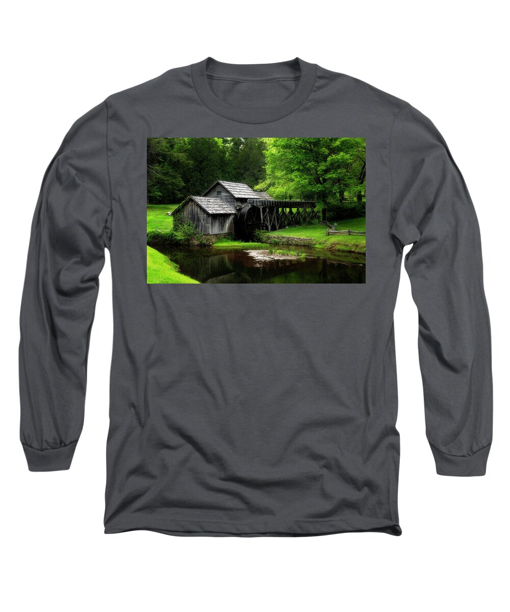 America Long Sleeve T-Shirt featuring the photograph Mabry Mill by Andy Crawford