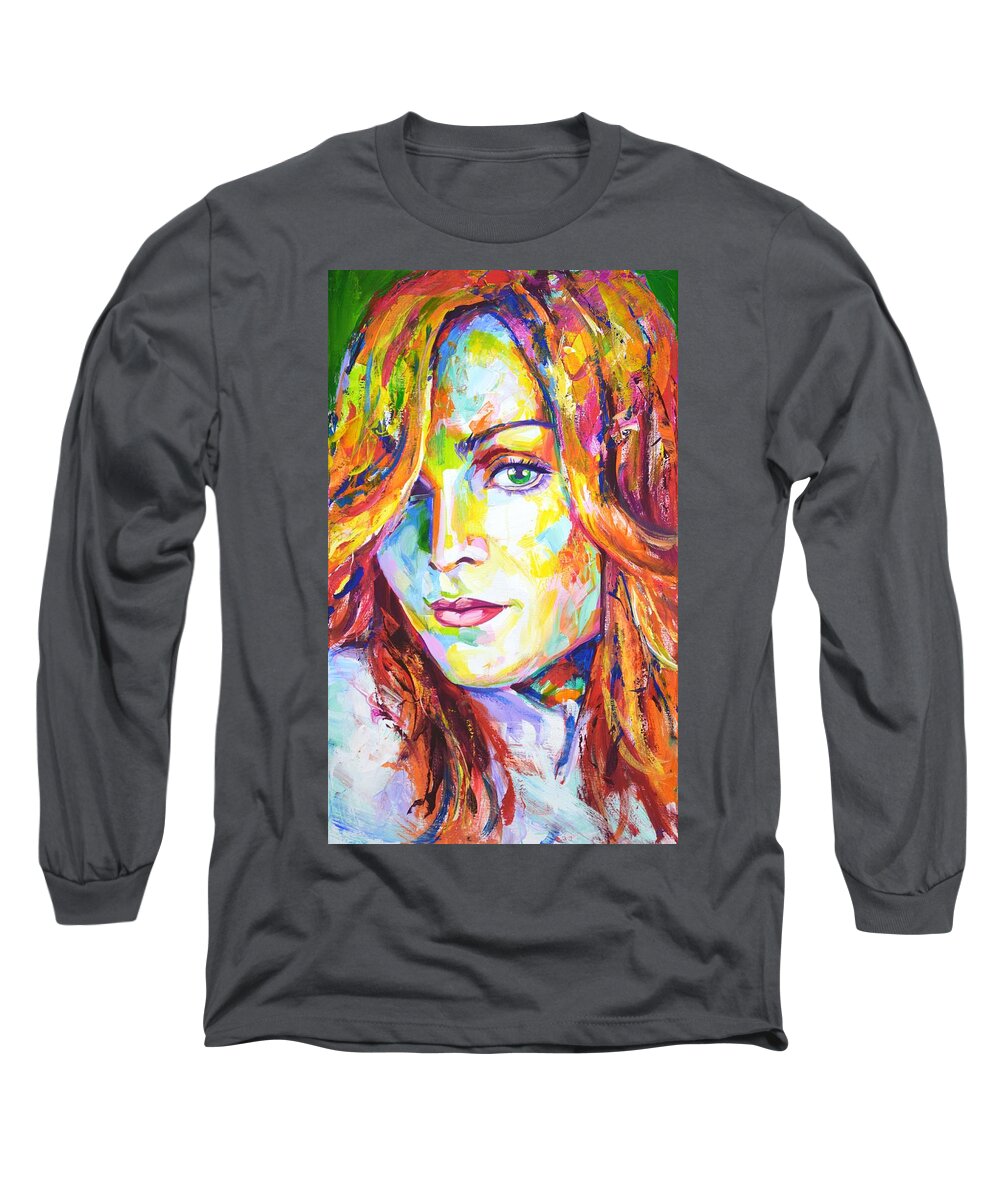 Madonna Long Sleeve T-Shirt featuring the painting Madonna by Iryna Kastsova