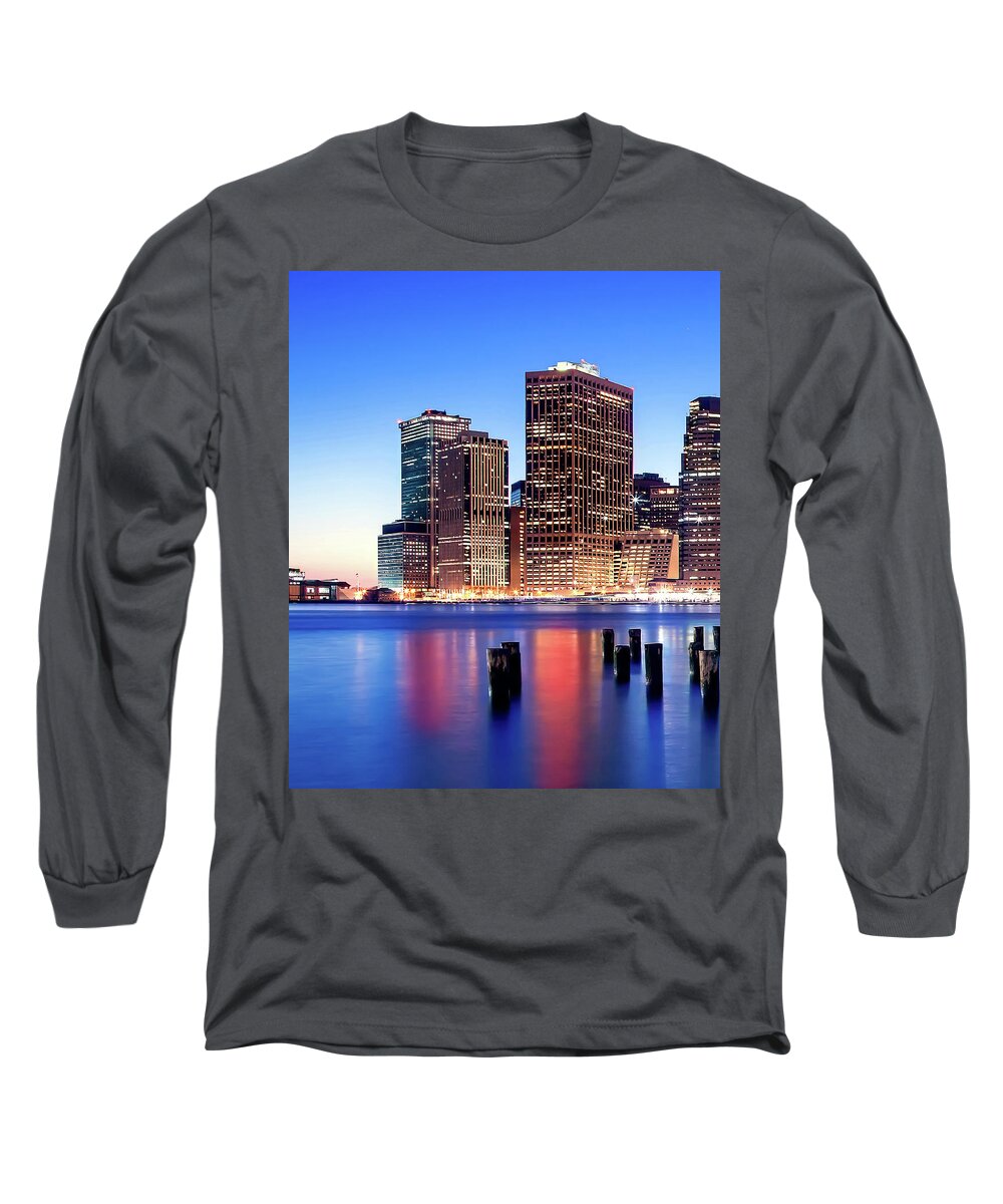 New York City Skyline Long Sleeve T-Shirt featuring the photograph Magic Manhattan Triptych_1 by Az Jackson