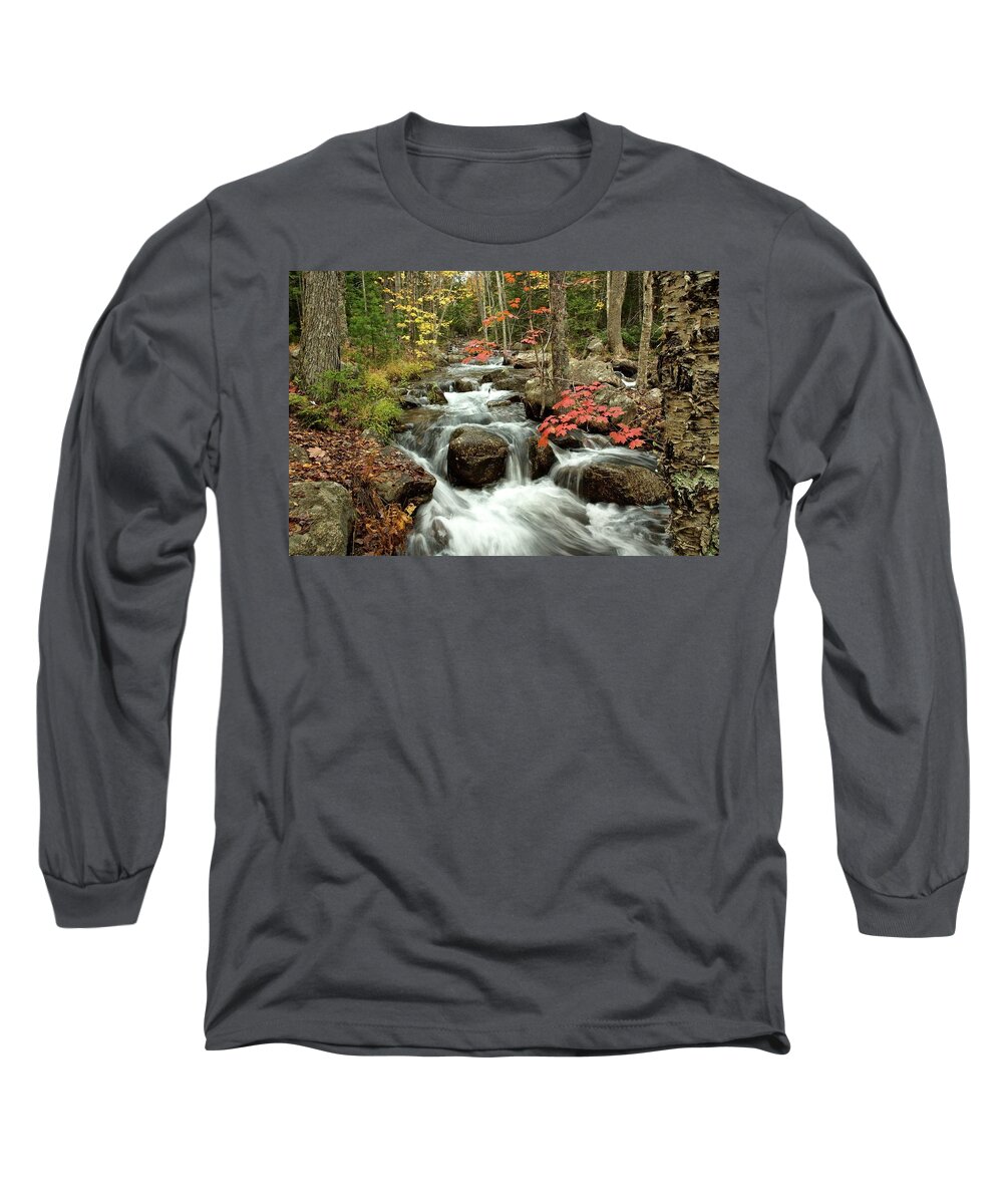 Maine Long Sleeve T-Shirt featuring the photograph Maine waterfall by Dmdcreative Photography