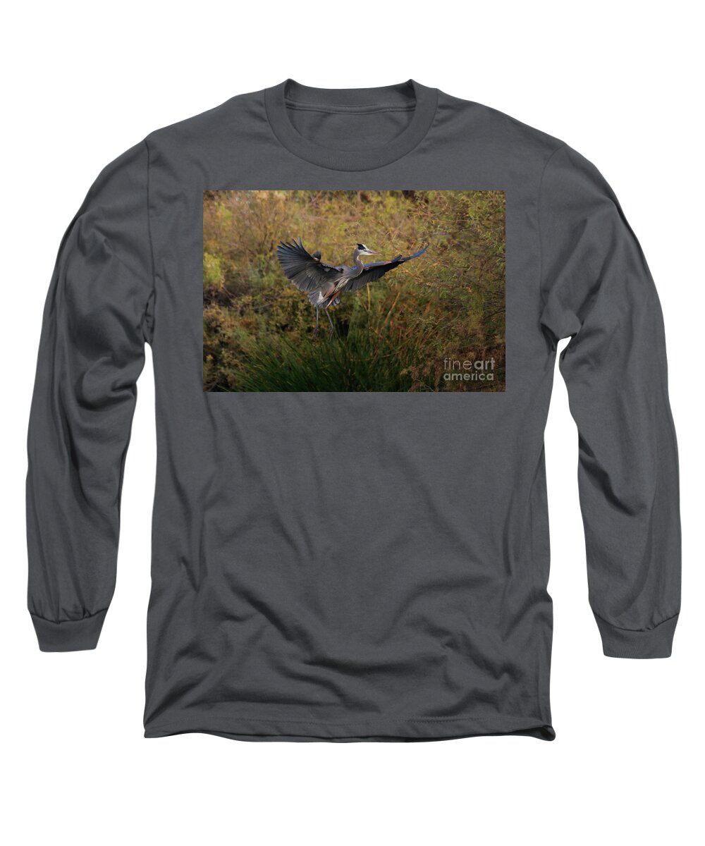 Blue Heron Long Sleeve T-Shirt featuring the photograph Majestic Heron by Ruth Jolly