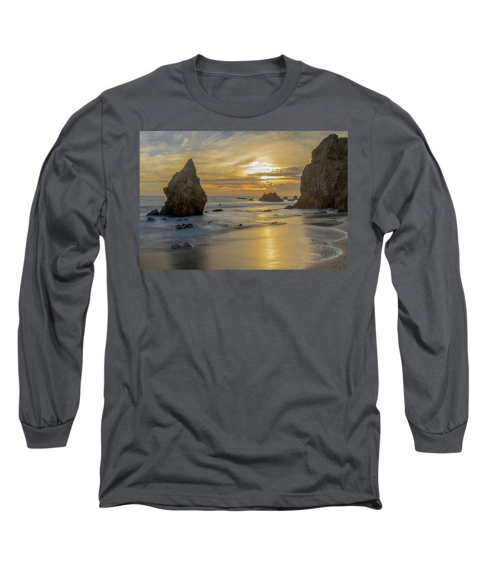 Beach Long Sleeve T-Shirt featuring the photograph Malibu Sunset at El Matador State Beach by Matthew DeGrushe