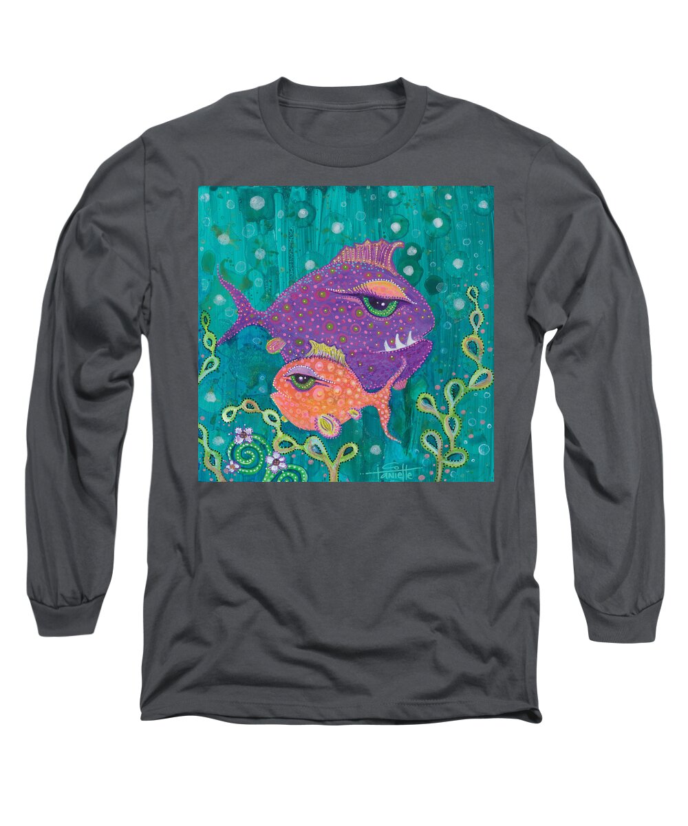 Fish School Long Sleeve T-Shirt featuring the painting Fish School by Tanielle Childers