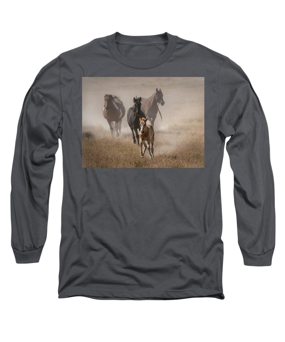Wild Horse Long Sleeve T-Shirt featuring the photograph Margie's Mustang Baby by Dirk Johnson