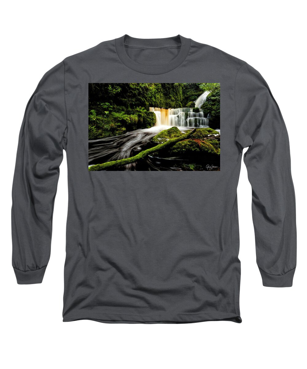 Mclean-falls Long Sleeve T-Shirt featuring the photograph McLean Falls by Gary Johnson