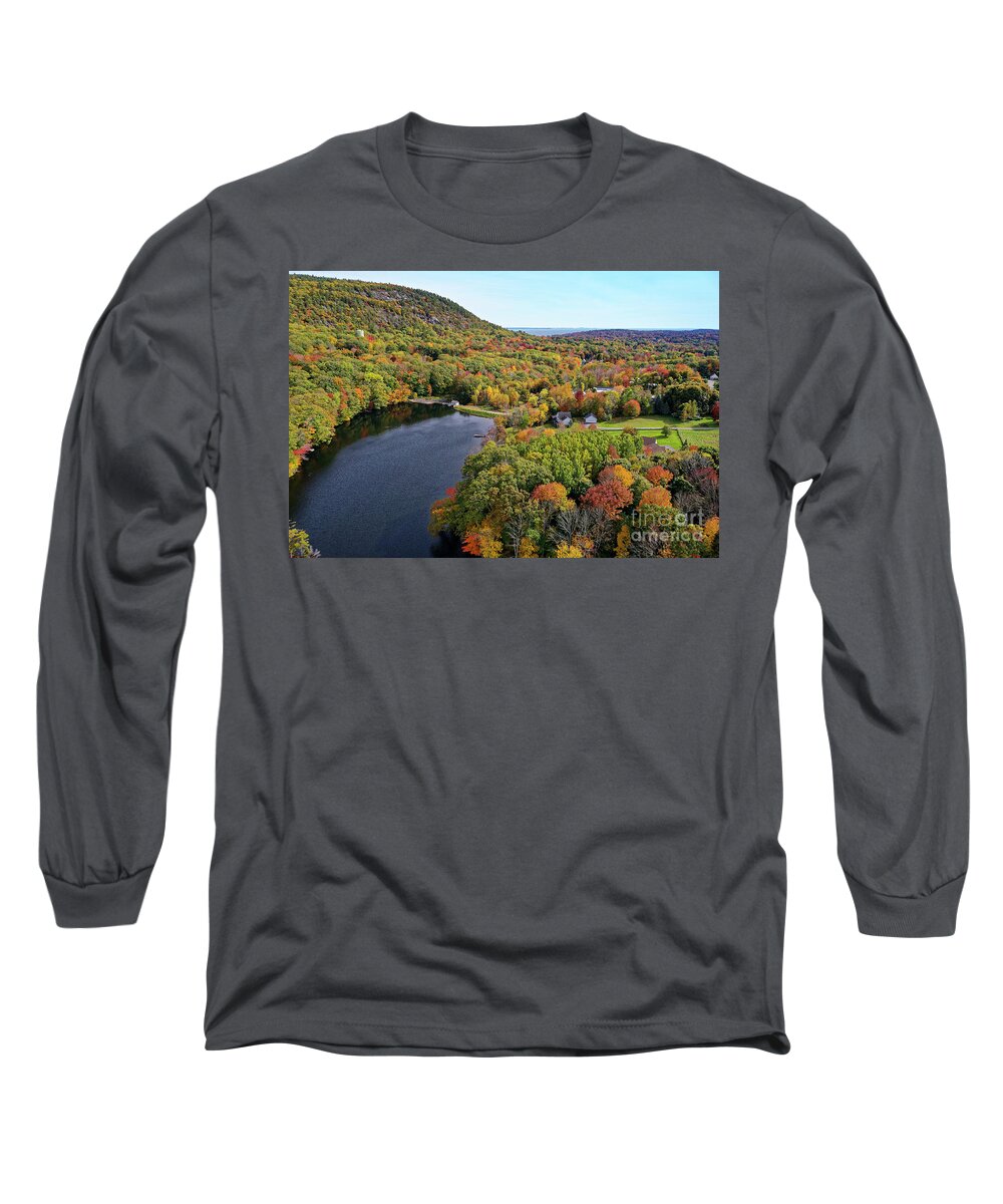 Camden Long Sleeve T-Shirt featuring the photograph Megunticook River and Mt Battie by Kevin Shields