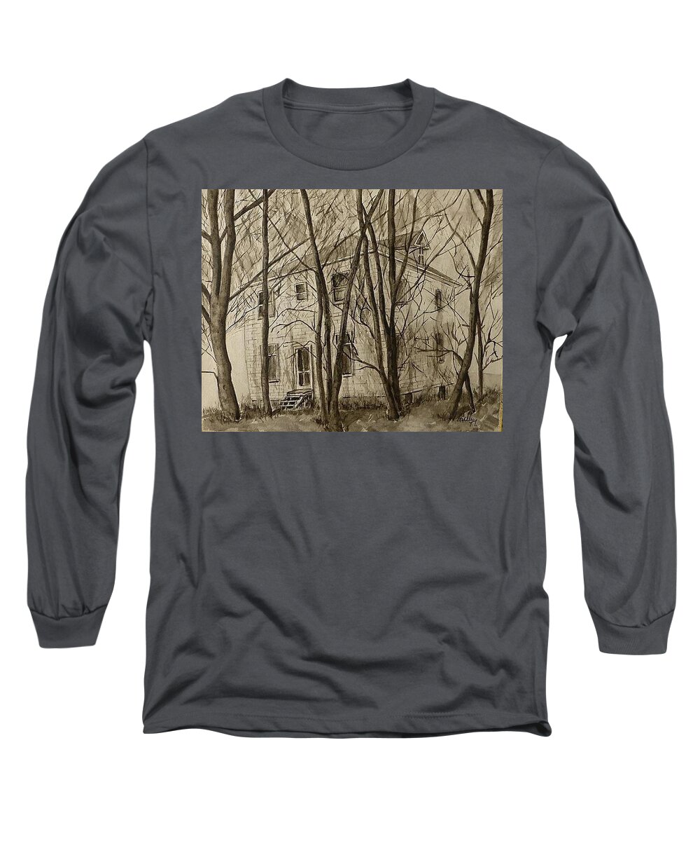 Old House Long Sleeve T-Shirt featuring the painting Memory Home by Kelly Mills