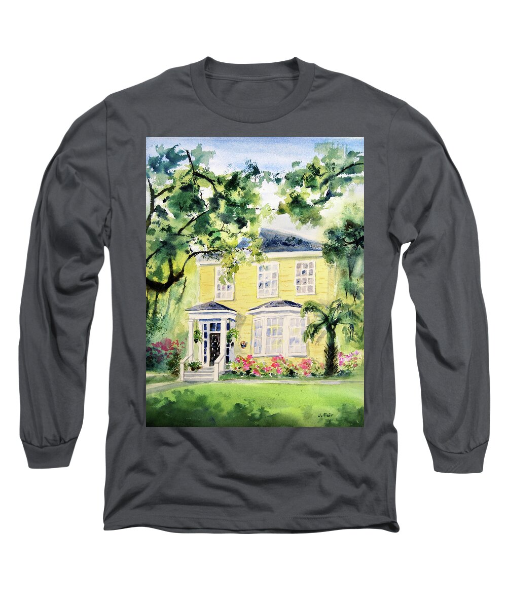 House Portrait Long Sleeve T-Shirt featuring the painting Midtown House Portrait by Jerry Fair