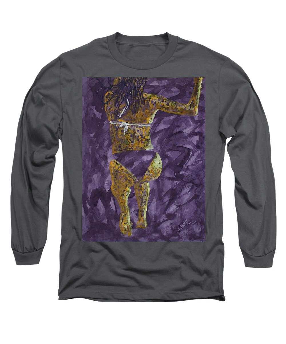 Bikini Long Sleeve T-Shirt featuring the painting Might as Well Jump original painting by Sol Luckman