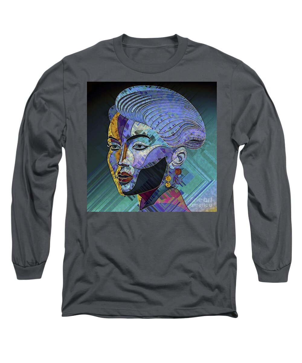 Abstract Long Sleeve T-Shirt featuring the digital art Modern Abstract Portrait - 01620 by Philip Preston