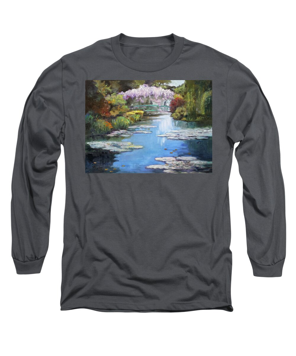 Giverny Long Sleeve T-Shirt featuring the painting Monet's Garden in Giverny by Irek Szelag