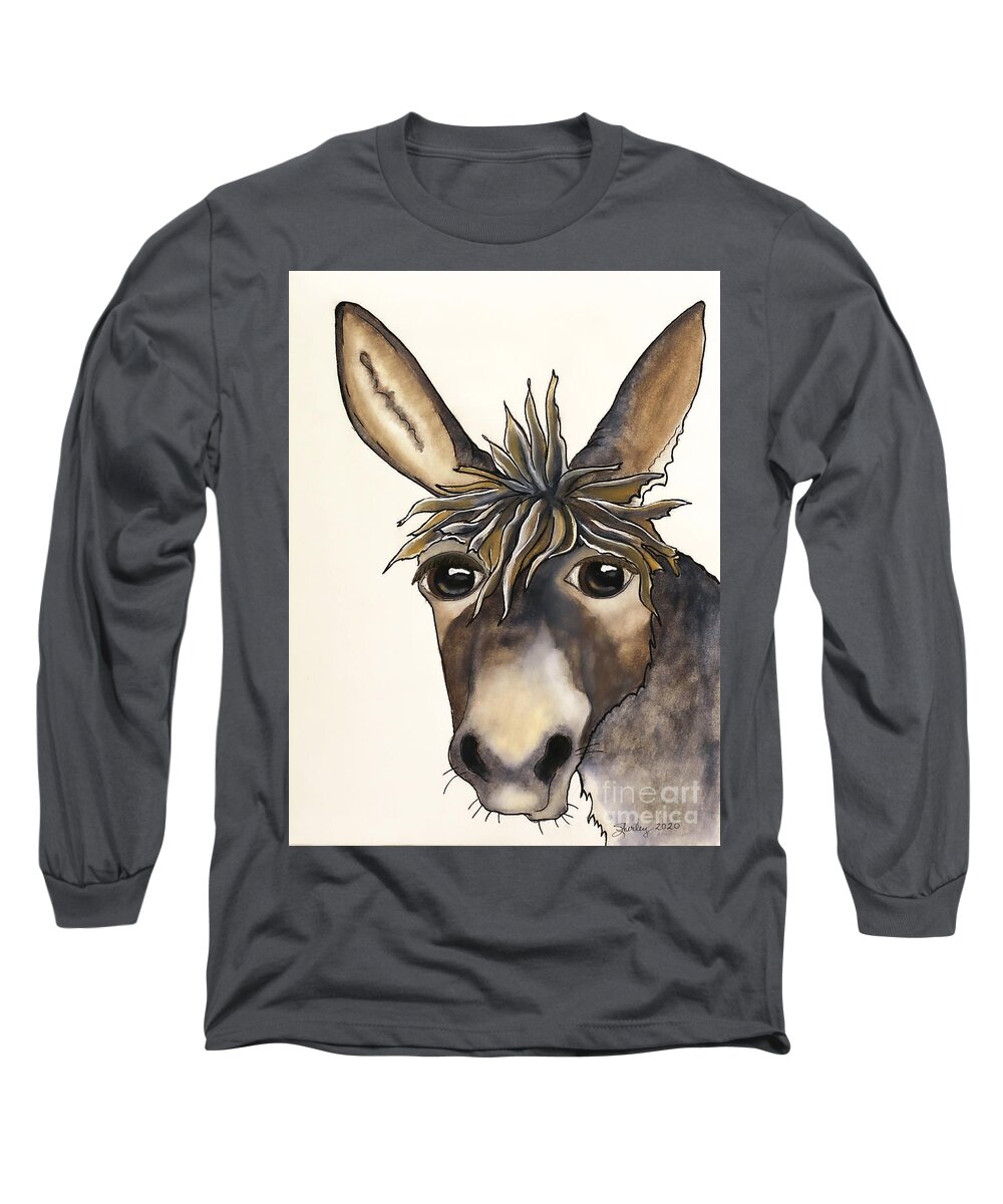 Mule Long Sleeve T-Shirt featuring the painting Moscow the Mule by Shirley Dutchkowski