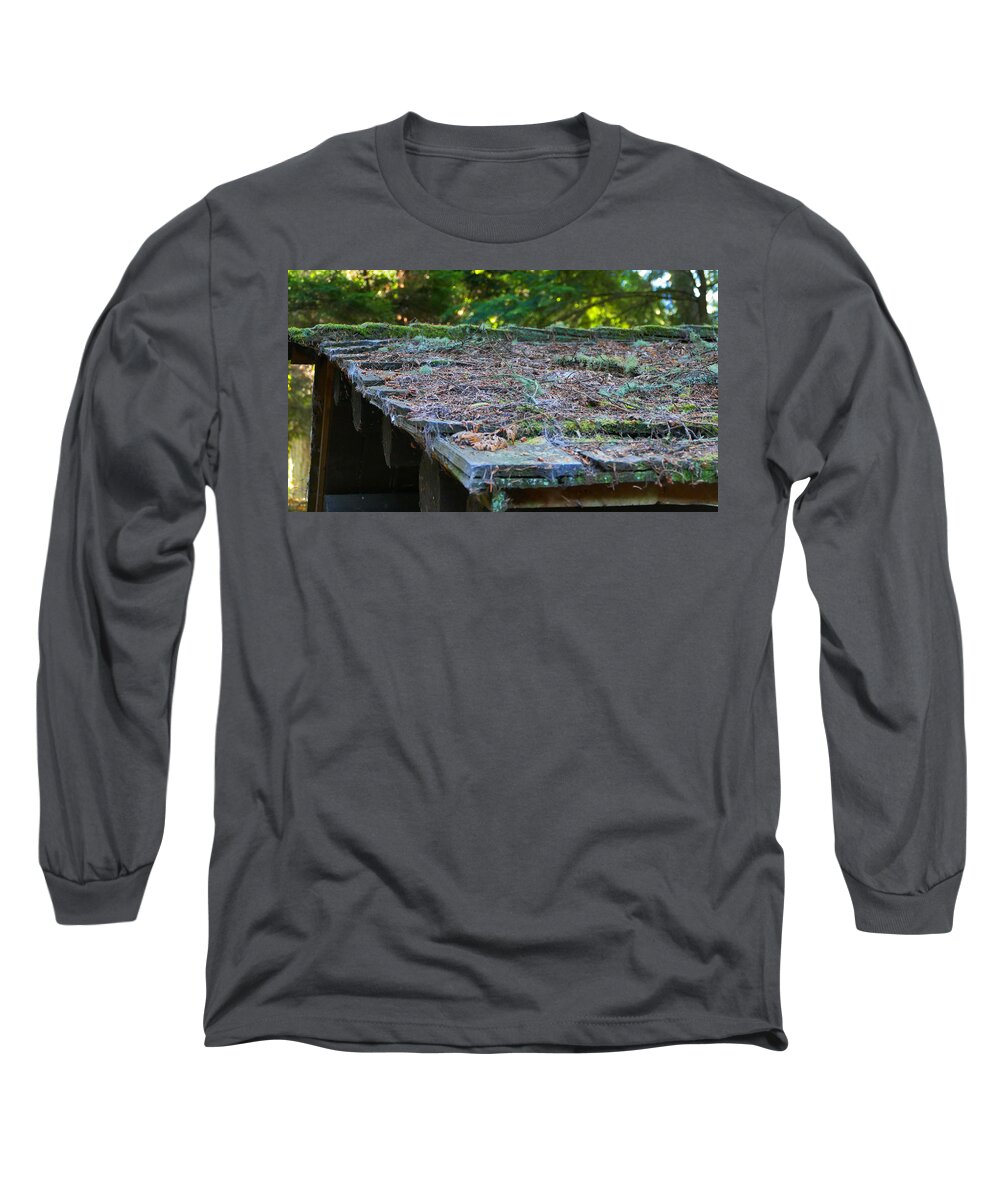 Fstop101 Forest Moss Pine Needs Abstract Nature Green Brown Long Sleeve T-Shirt featuring the photograph Moss and Pine Needles by Geno