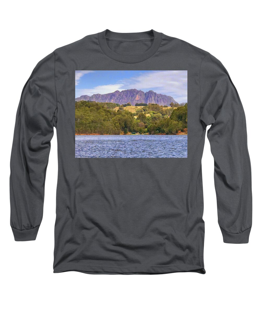 Landscape Long Sleeve T-Shirt featuring the photograph Mount Roland from Lake Barrington by Tony Crehan
