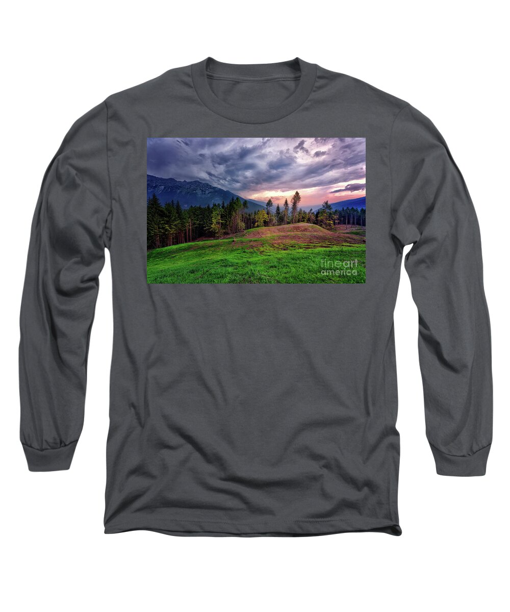 Panorama Long Sleeve T-Shirt featuring the photograph Mountain panorama by The P