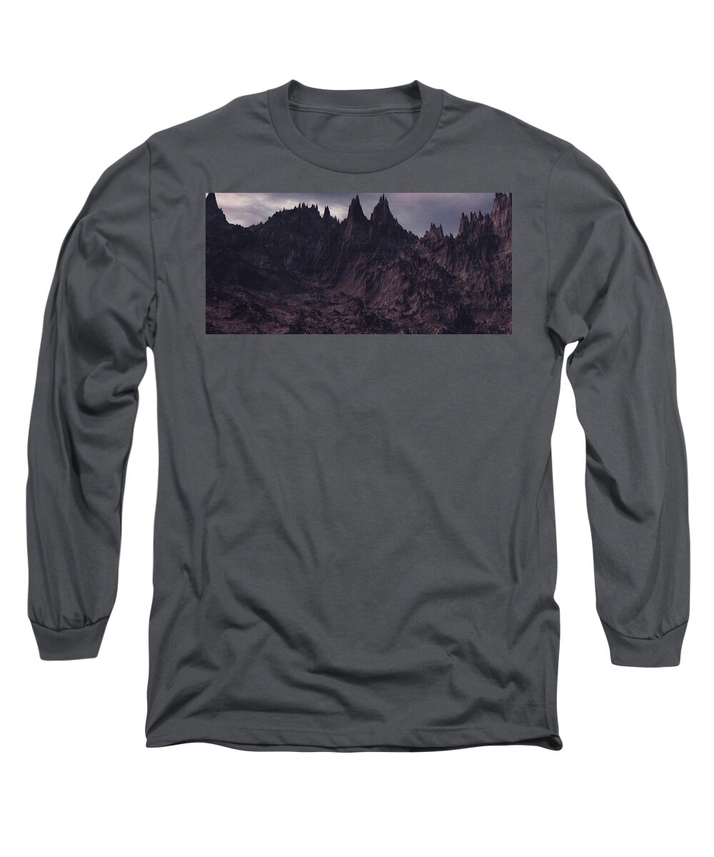 Lovecraft Long Sleeve T-Shirt featuring the digital art Mountains of Madness by Bernie Sirelson
