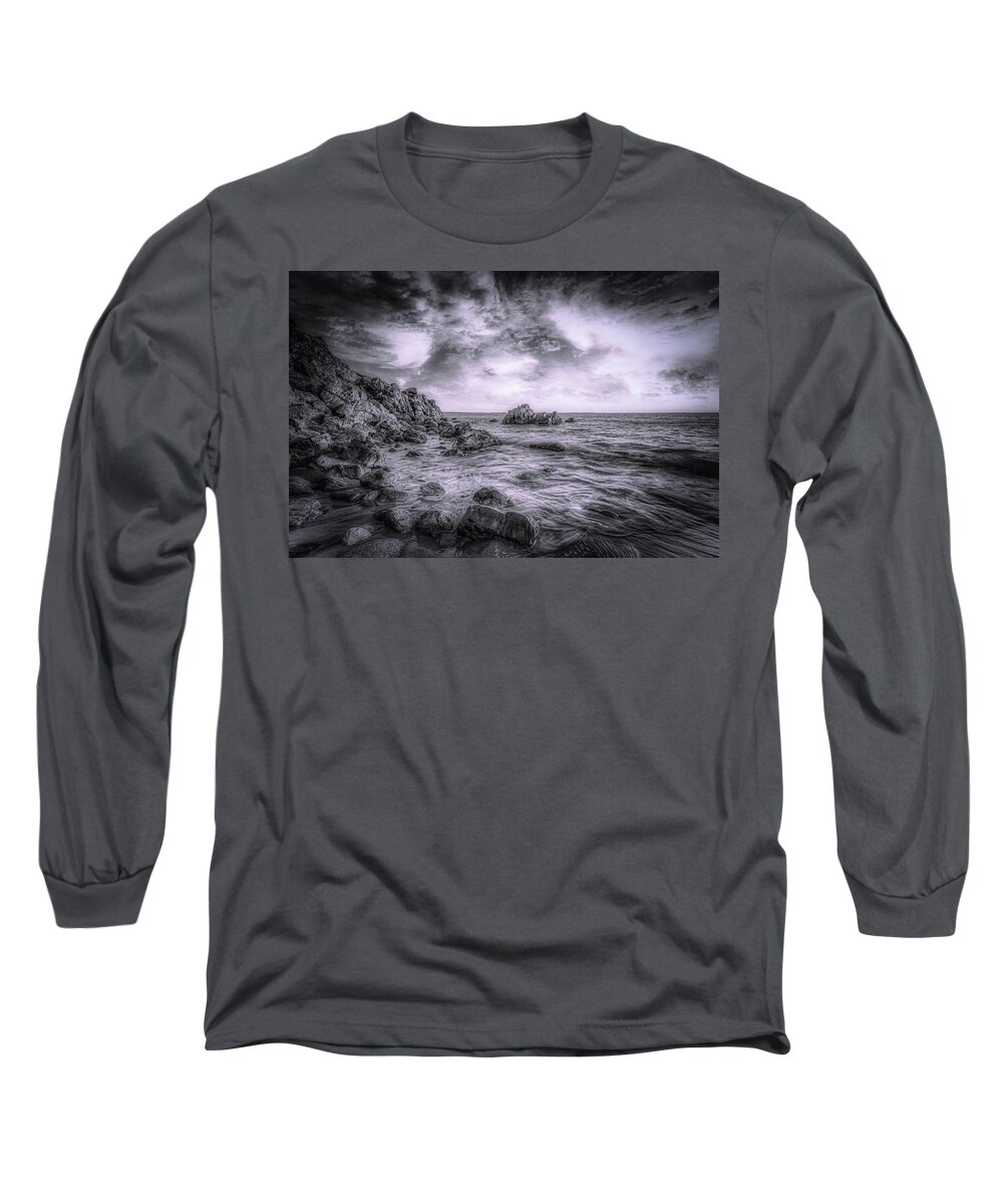 Black And White Long Sleeve T-Shirt featuring the photograph Mysterious Waters by Penny Polakoff
