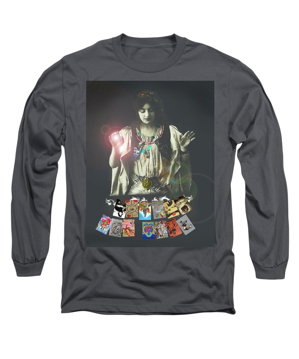 Gypsy Long Sleeve T-Shirt featuring the digital art New Gypsy Reading for Times Like These by Perry Hoffman