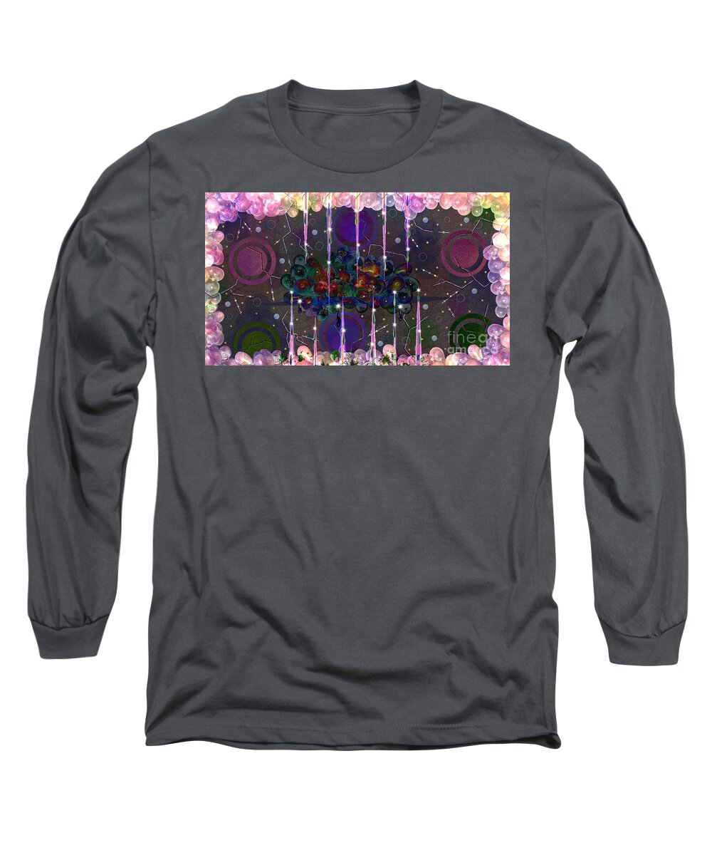 Grapes Long Sleeve T-Shirt featuring the mixed media New Wine by Diamante Lavendar