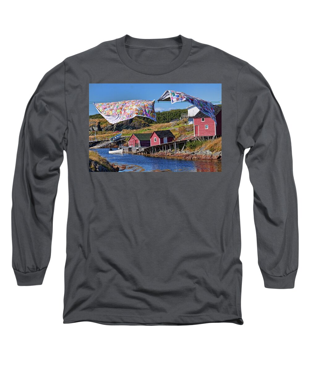 Quilts Long Sleeve T-Shirt featuring the photograph Newfoundland quilts by Tatiana Travelways