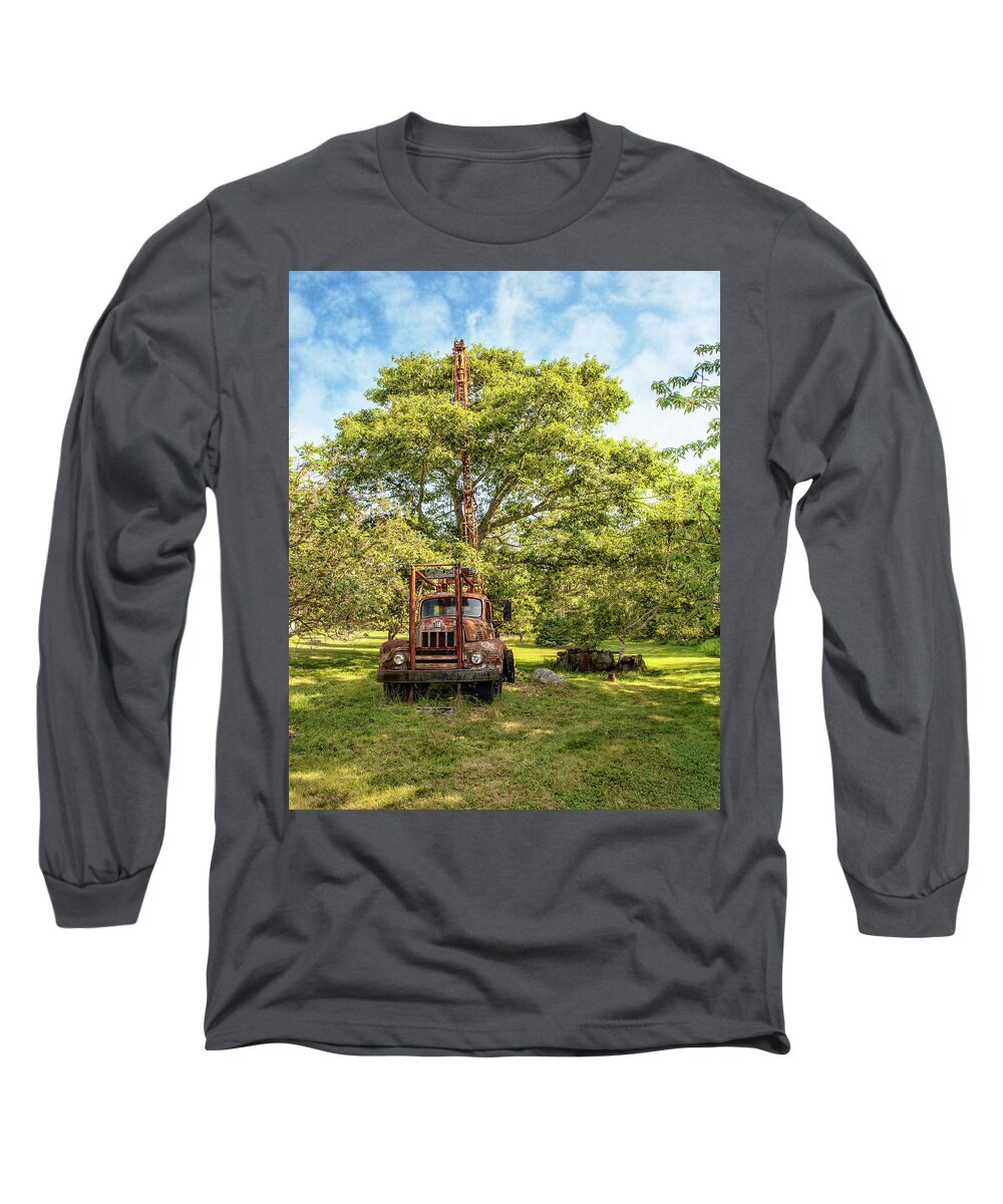 Oak Island Long Sleeve T-Shirt featuring the photograph Oak Island Drill Truck by Connie Publicover