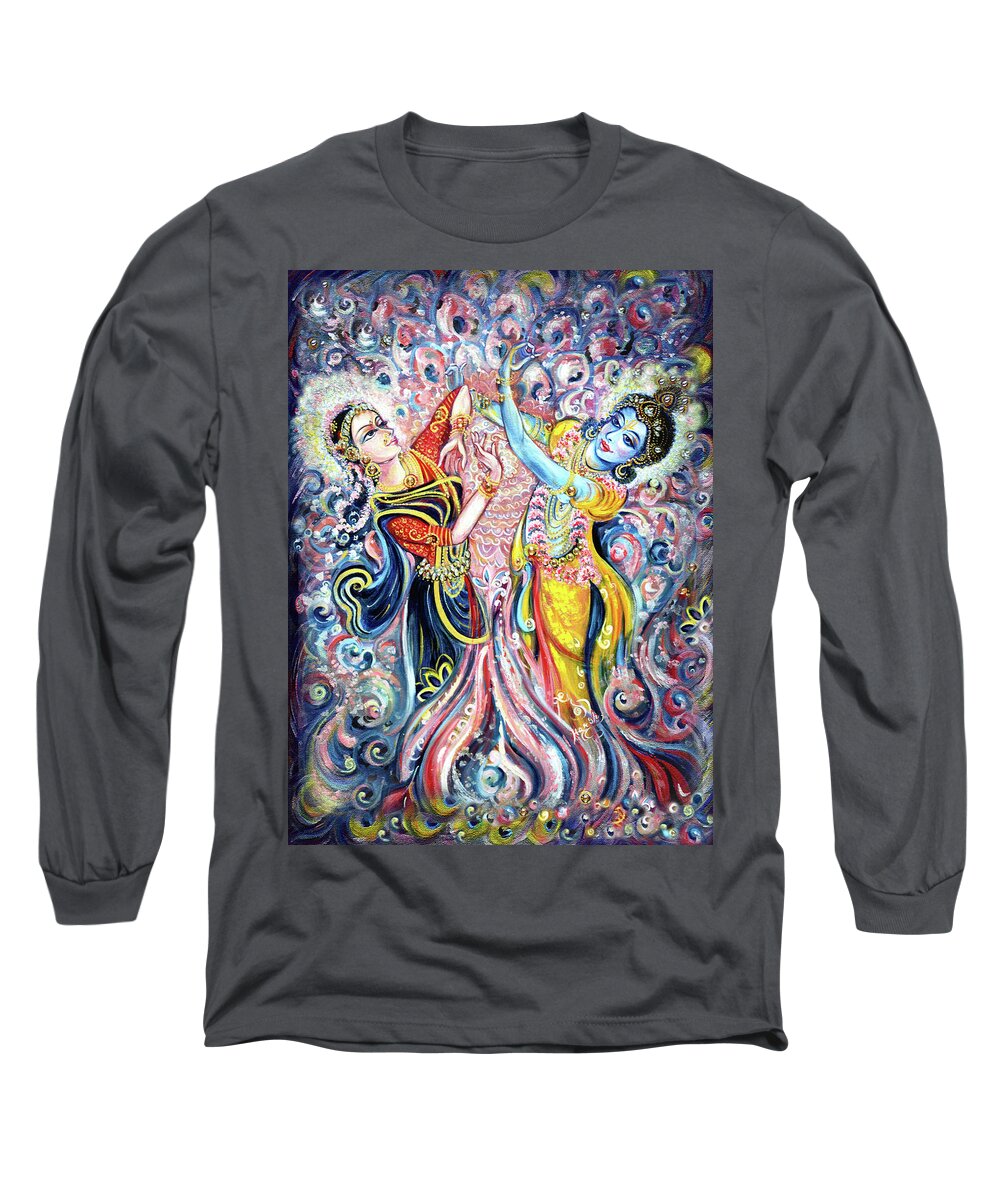 Krishna Long Sleeve T-Shirt featuring the painting Ocean Dance by Harsh Malik