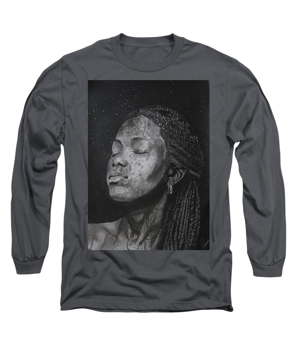 Hyperrealism Long Sleeve T-Shirt featuring the drawing OM1- Olivier Mub by Olivier Mub
