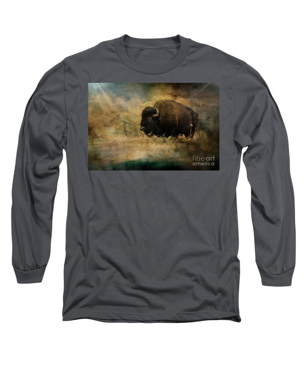 Bison Long Sleeve T-Shirt featuring the photograph One of a Kind by Janie Johnson
