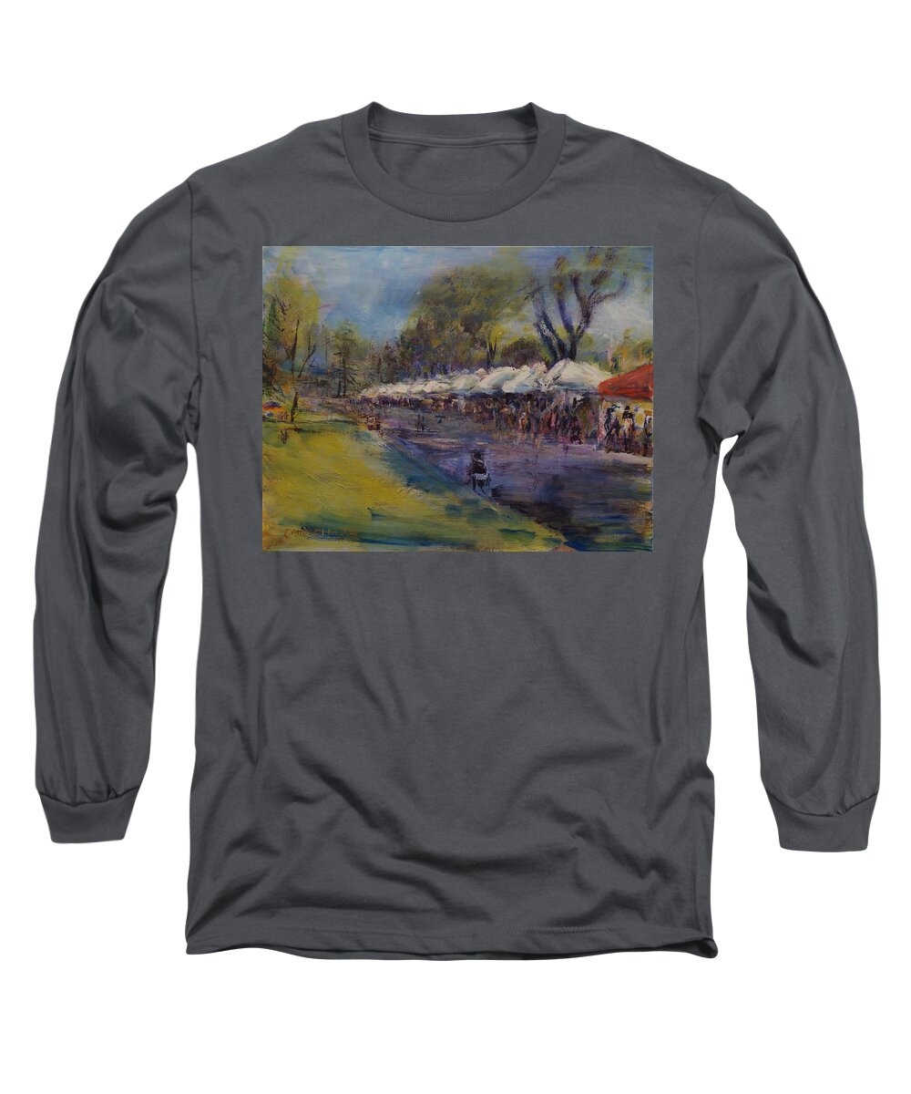 Art Fair Long Sleeve T-Shirt featuring the painting Open Air Art by Helen Campbell