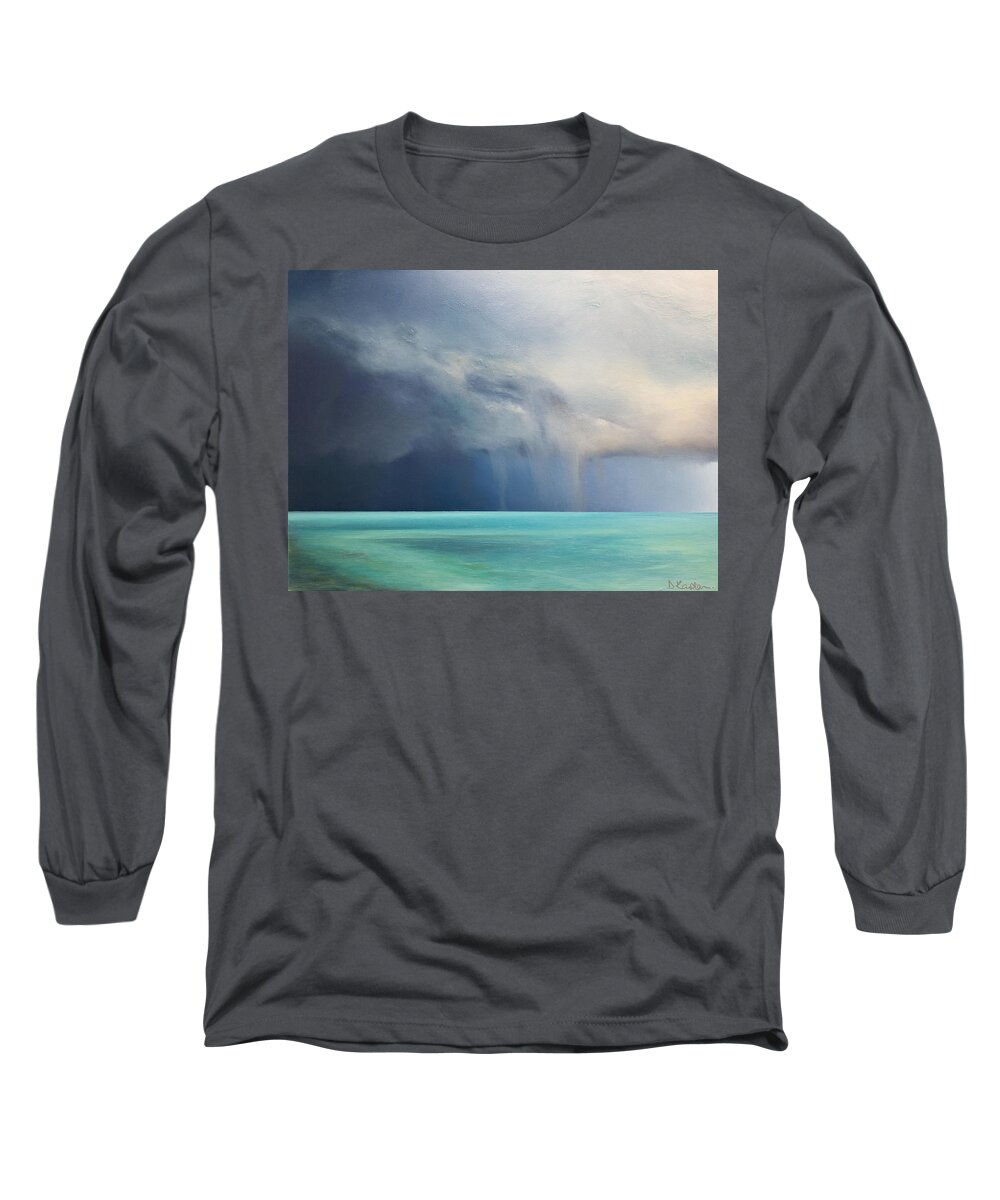 Derek Kaplan Long Sleeve T-Shirt featuring the painting Opt.30.20 'Storm' by Derek Kaplan