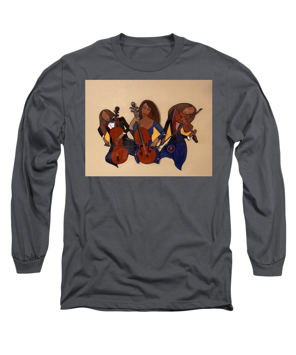 Music Long Sleeve T-Shirt featuring the mixed media Orchestral Trio by Bill Manson
