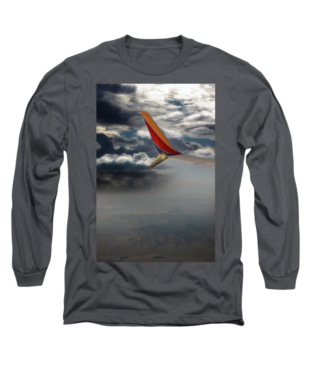 Southwest Airlines Long Sleeve T-Shirt featuring the photograph Over the Mojave by Chris Smith