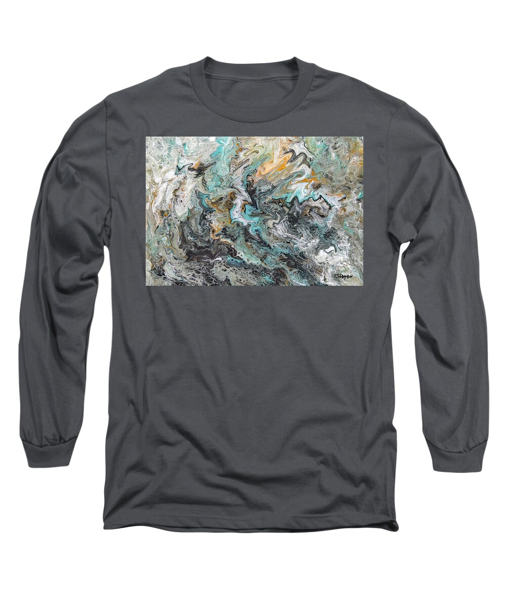 Abstract Long Sleeve T-Shirt featuring the painting P3 - Granite Burst by Jason Williamson