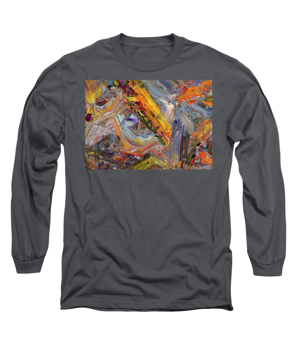 Abstract Long Sleeve T-Shirt featuring the painting Paint Number 44 by James W Johnson