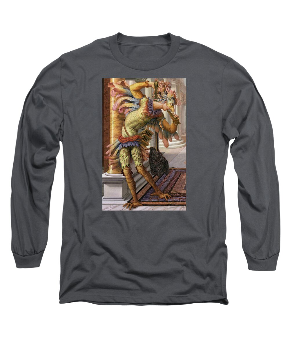 Papageno Long Sleeve T-Shirt featuring the painting Papageno by Kurt Wenner