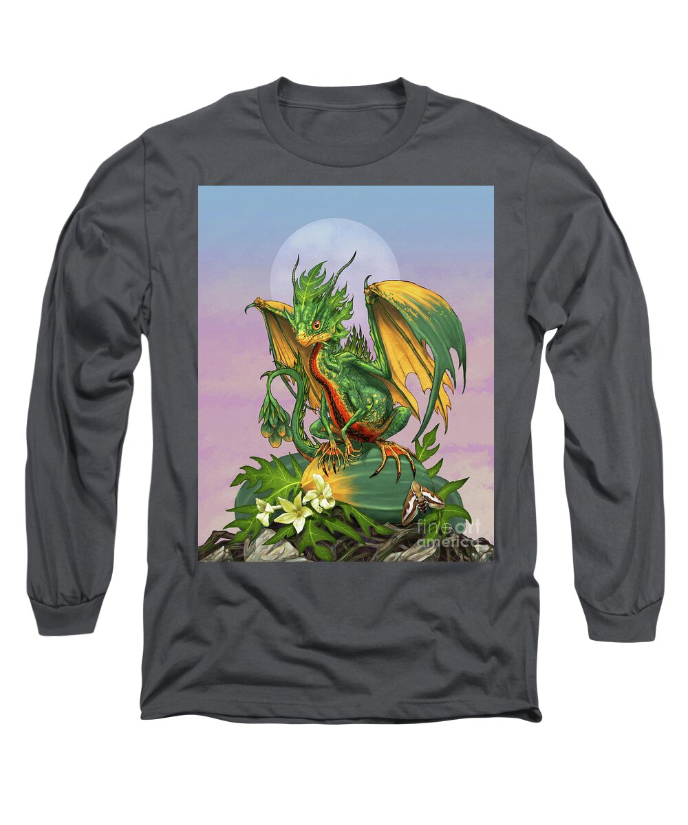 Papaya Long Sleeve T-Shirt featuring the digital art Papaya Dragon by Stanley Morrison