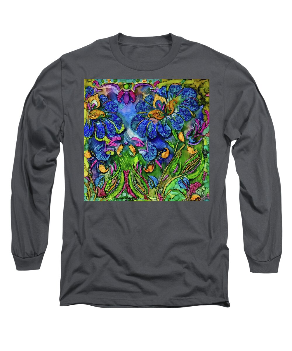 Flowers Long Sleeve T-Shirt featuring the painting Paradise 2 by Winona's Sunshyne