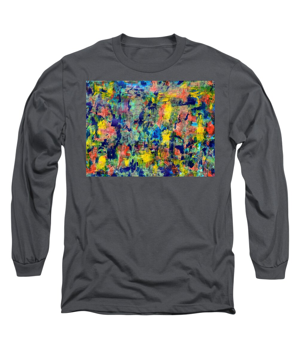 Patchwork Of Color Long Sleeve T-Shirt featuring the painting Patchwork of Color by Esther Newman-Cohen