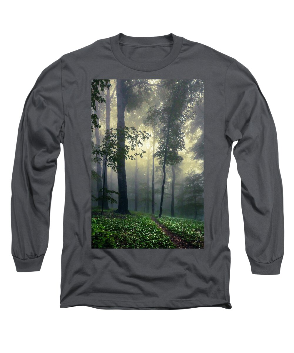 Balkan Mountains Long Sleeve T-Shirt featuring the photograph Path In the Mist by Evgeni Dinev